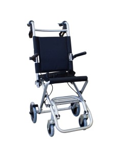 Silla de ruedas de aluminio para tránsito, plegable, con bolsa para transporte y frenos | Modelo Neptuno | Color Negro 2