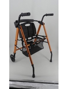 Andador plegable con 2 ruedas, asiento, respaldo y cesta Neo Classic | Blanco o naranja 2