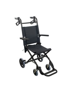 Silla de ruedas para tránsito plegable | Aluminio negro | Ruedas pequeñas | Frenos en manetas | Saturno