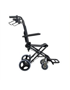 Silla de ruedas para tránsito plegable | Aluminio negro | Ruedas pequeñas | Frenos en manetas | Saturno 2