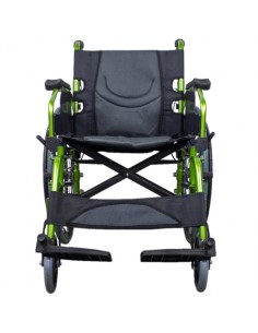 Silla de ruedas plegable de aluminio con respaldo partido | Reposabrazos abatibles | Verde | Modelo Bolonia 2