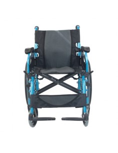 Silla de ruedas plegable de aluminio con respaldo partido | Reposabrazos abatibles | Azul | Modelo Bolonia 2
