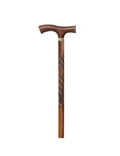 Muletilla clásica de haya tallada | Anilla de goma | Marrón