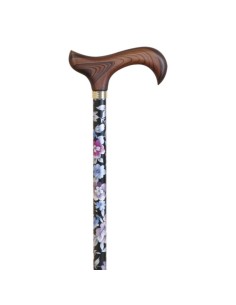 Muletilla extensible de aluminio | Estampado flor negra