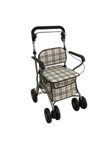 Andador plegable | Carro de la compra | con 4 ruedas, cesta, asiento y respaldo | Baladeo