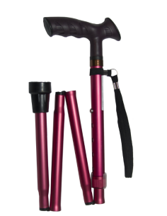 Muletilla de aluminio plegable y regulable en altura | Mango anatómico y cinta porta bastón | Distintos colores 2