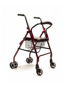 Andador Rollator plegable y regulable en altura, con asiento, respaldo y cesta Freno Push por presión A221