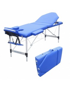 Camilla plegable portátil | Aluminio | Reposacabezas | 186 x 60 cm | Masaje | Azul | CA-01 PLUS