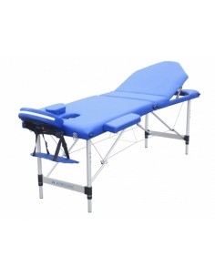 Camilla plegable portátil | Aluminio | Reposacabezas | 186 x 60 cm | Masaje | Azul | CA-01 PLUS 2