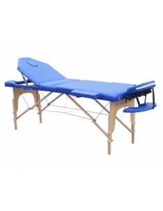 Camilla plegable portátil con reposazabezas | Madera | 186 x 60 cm | Masaje | Azul | CM-01 PLUS 2