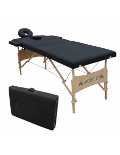 Camilla de masaje plegable con reposacabezas | Portátil | Madera | 186x60 cm | Negro | CM-01 Light