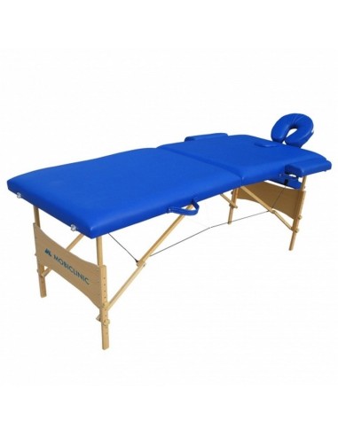 Camilla de masaje plegable con reposacabezas | Portátil | Madera | 186x60 cm | Azul | CM-01 Light