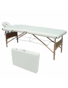Camilla de masaje plegable con reposacabezas | Portátil | Madera | 186x60 cm | Crema | CM-01 Light