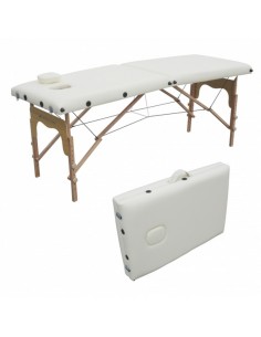 Camilla plegable | Madera | Portátil | 180x60 cm | Masaje | Crema | CM-01 BASIC