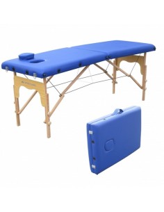 Camilla plegable | Madera | Portátil | 180x60 cm | Masaje | Azul | CM-01 BASIC