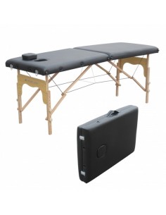 Camilla plegable | Madera | Portátil | 180x60 cm | Masaje | Negra | CM-01 BASIC