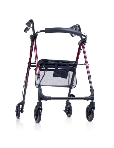 Andador plegable de 4 ruedas | con asiento, cesta, respaldo y porta bastones | Frenos por presión | CR04-FM | Rojo o Azul