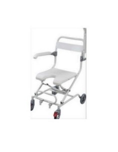 Silla de ducha de aluminio | Plegable y desmontable | con frenos, reposabrazos y reposapies abatibles