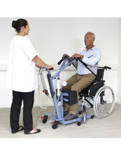 Grúa domiciliaria de bipedestación y cambiapañales con arnés incluido | Way up Blue 2