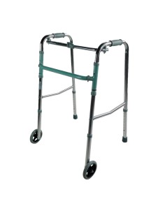 Andador caminador con 2 ruedas de aluminio, plegable y...