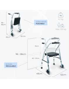 Andador con 2 ruedas, asiento y respaldo acolchado,... 2