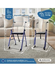 Andador con ruedas delanteras y asiento, plegable y... 2
