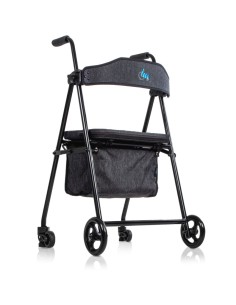 Andador de acero plegable con asiento y kit de ruedas...