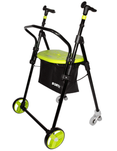 Andador plegable y regulable con asiento, respaldo y...