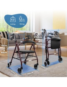 Andador plegable y regulable de aluminio con cesta,... 2