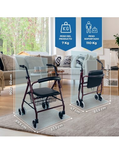 Andador de aluminio plegable y regulable con...