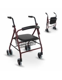 Andador de aluminio plegable y regulable con asiento,...