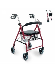 Andador de aluminio plegable y regulable con cesta,...