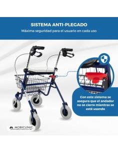 Andador plegable y regulable con cesta y bandeja | Frenos... 2