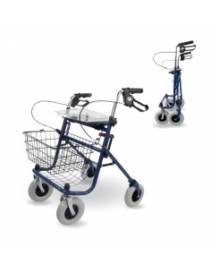 Andador plegable y regulable con cesta y bandeja | Frenos...