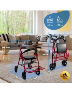 Andador de aluminio plegable y regulable con asiento,... 2