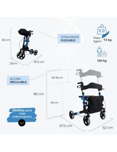 Andador de aluminio plegable y regulable con cesta,... 2