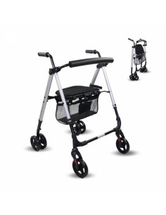 Andador de aluminio plegable y regulable con cesta,...