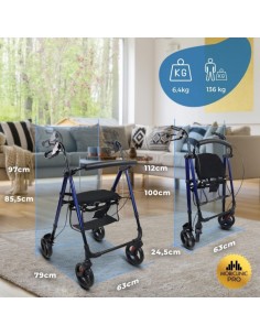 Andador de aluminio plegable y regulable con cesta,... 2