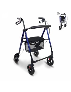 Andador de aluminio plegable y regulable con cesta,...