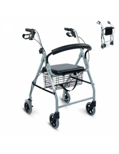 Andador de aluminio plegable y regulable con cesta,...