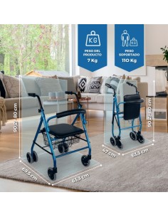 Andador de aluminio plegable y regulable con asiento,... 2