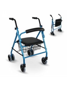 Andador de aluminio plegable y regulable con asiento,...