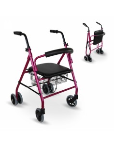 Andador de aluminio plegable y regulable con asiento,...