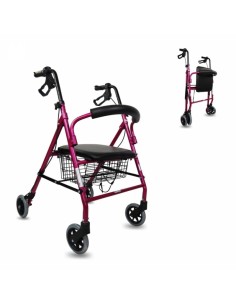 Andador plegable y regulable de aluminio con cesta,...