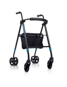 Andador plegable y regulable con asiento, cesta y...