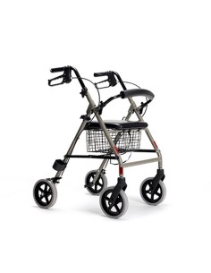 Andador plegable y regulable con cesta, respaldo, asiento...