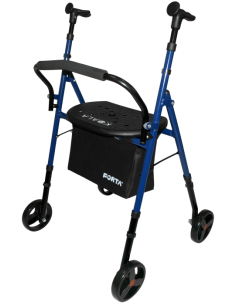 Andador plegable con asiento regulable en altura, cesta y...