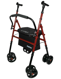 Andador plegable con asiento regulable en altura, cesta y...