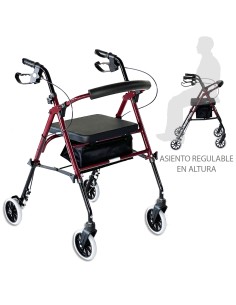Andador de aluminio plegable con asiento regulable en...