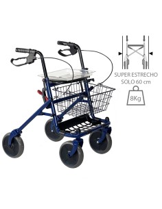 Andador polivalente plegable con cesta y bandeja...